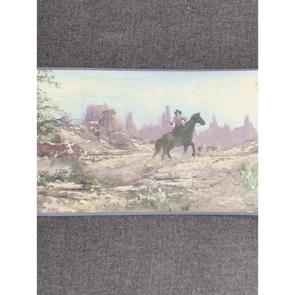 3 Spools Western Wallpaper Border Cowboy Horse Ranch Steer Roping Riders